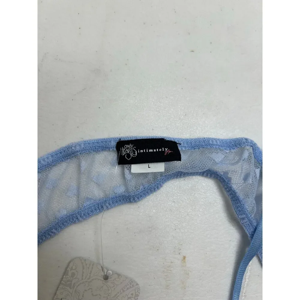 FP Intimately X Only Hearts Coucou Heart Front Tie Bralette in Sky Size L. NWT
